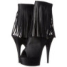 Black Leatherette 15 cm DELIGHT-1019 womens fringe ankle boots high heels