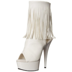 White Leatherette 15 cm DELIGHT-1019 womens fringe ankle boots high heels