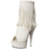 White Leatherette 15 cm DELIGHT-1019 womens fringe ankle boots high heels