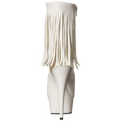 Bianco Ecopelle 15 cm DELIGHT-1019 stivaletti con frange donna tacco alto