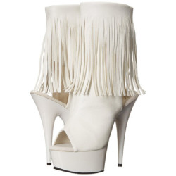 White Leatherette 15 cm DELIGHT-1019 womens fringe ankle boots high heels