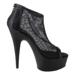 Nero Rete 15 cm Pleaser DELIGHT-600-12 Plateau Stivaletti Donna