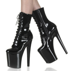 Black Shiny 18 cm XTREME-1020 womens platform soled ankle boots