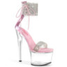 Rose 18 cm PASSION-727RS transparent platform ankle straps high heels