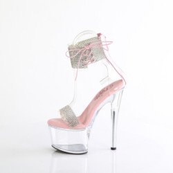 Rose 18 cm PASSION-727RS transparent platform ankle straps high heels