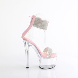 Rose 18 cm PASSION-727RS transparent platform ankle straps high heels