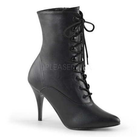 Black Leatherette 10,5 cm VANITY-1020 Flat Ankle Calf Boots Women