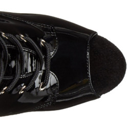 Nero Vernice 15 cm DELIGHT-1033 Plateau Stivaletti Donna Open Toe