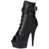 Black Leatherette 15 cm DELIGHT-1033 Open Toe Platform Ankle Calf Boots