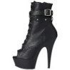 Black Leatherette 15 cm DELIGHT-1033 Open Toe Platform Ankle Calf Boots