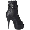 Black Leatherette 15 cm DELIGHT-1033 Open Toe Platform Ankle Calf Boots