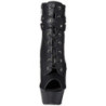 Black Leatherette 15 cm DELIGHT-1033 Open Toe Platform Ankle Calf Boots