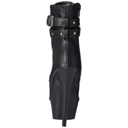 Black Leatherette 15 cm DELIGHT-1033 Open Toe Platform Ankle Calf Boots