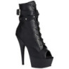 Black Leatherette 15 cm DELIGHT-1033 Open Toe Platform Ankle Calf Boots