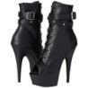 Black Leatherette 15 cm DELIGHT-1033 Open Toe Platform Ankle Calf Boots