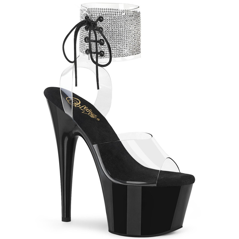 Black rhinestone 18 cm ADORE-791-2RS pleaser high heels ankle cuff