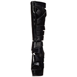 Black Shiny 15 cm DELIGHT-600-49 gladiator womens boots with high heels