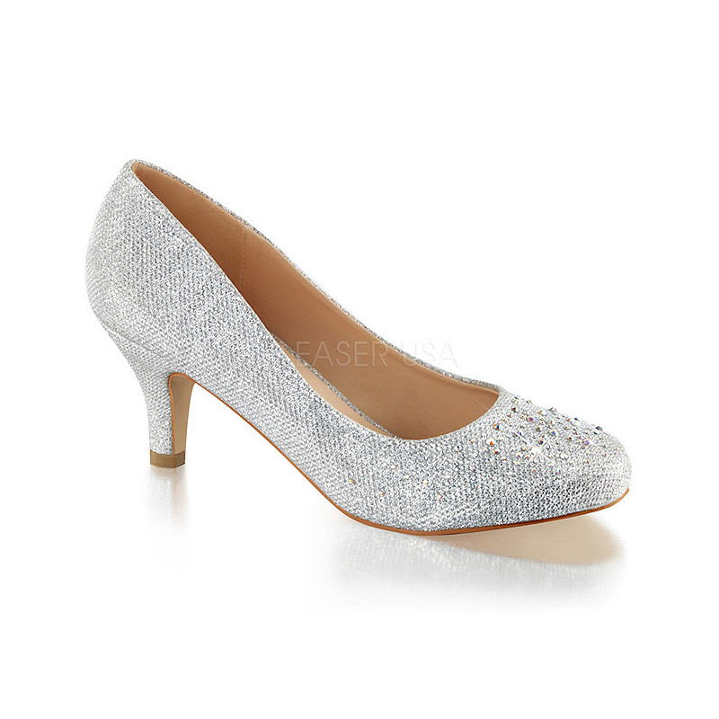 Argento Pietre Cristallo 6,5 cm DORIS-06 Scarpe Décolleté da Sera