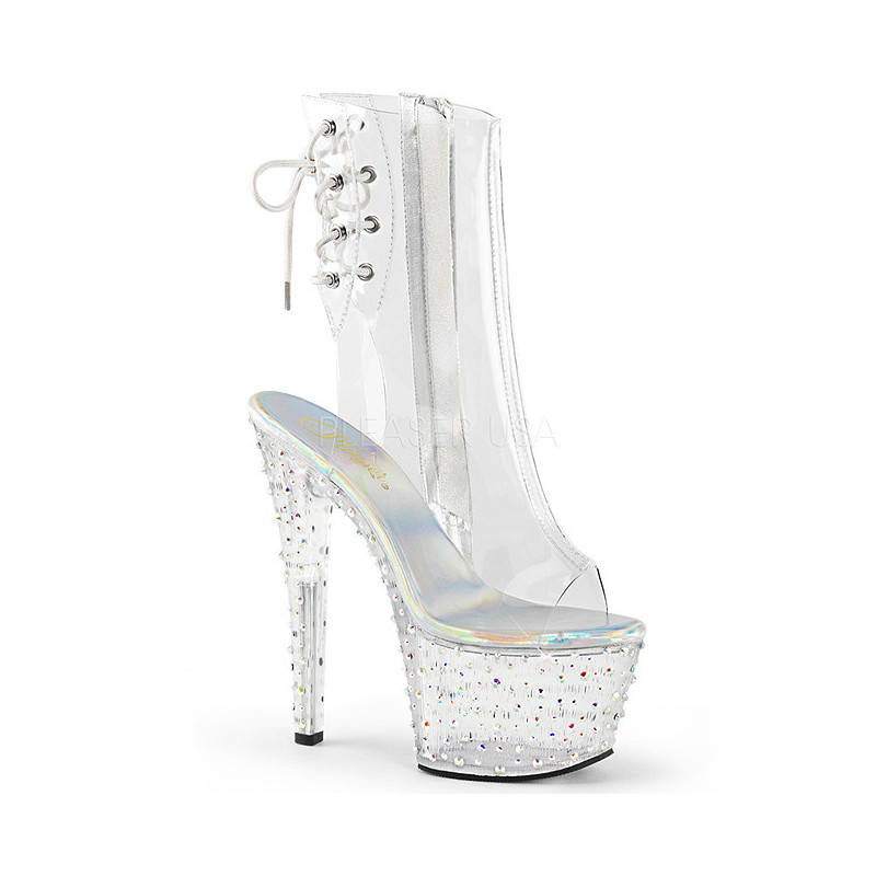 Clear 15 cm STARDANCE-1018C-7 womens platform soled ankle boots