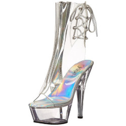 Trasparente 15 cm KISS-1018C stivaletti con plateau suola donna