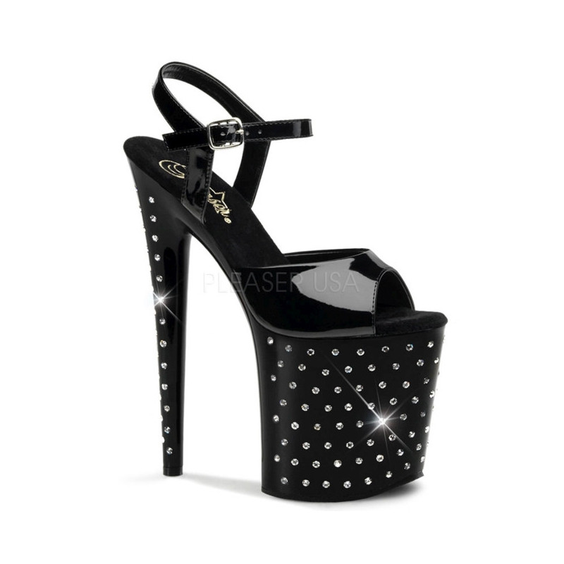 Black Crystal Stone 20 cm STARDUST-809 Platform High Heels Shoes