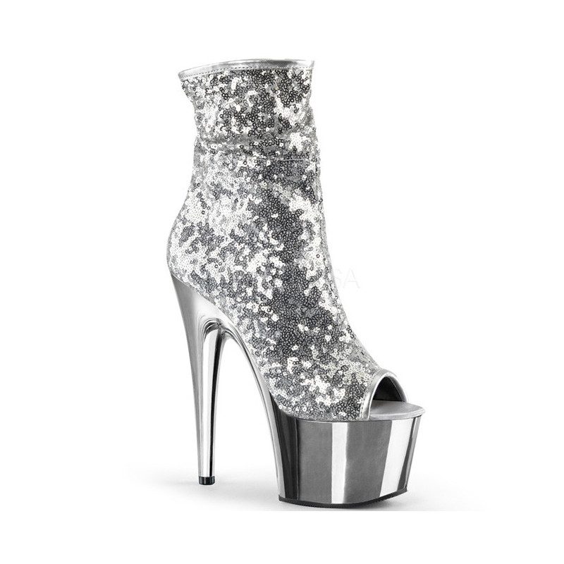 Silver 18 cm ADORE-1008SQ womens sequins ankle boots