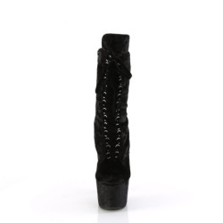 Velvet 18 cm ADORE-1045VEL black heeled boots + protective toe caps