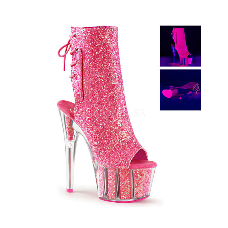 Pink glitter 18 cm ADORE-1018G womens platform soled ankle boots