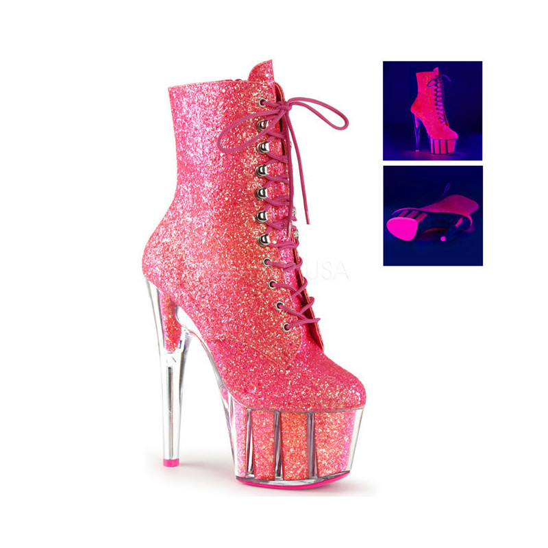 Pink glitter 18 cm ADORE-1020G womens platform soled ankle boots