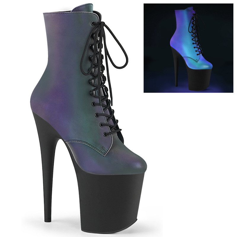 Neon 20 cm FLAMINGO-1020REFL Pole dancing ankle boots women
