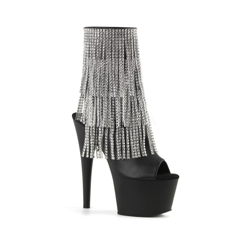 Nero 18 cm ADORE-1024RSF stivaletti con frange donna tacco alto