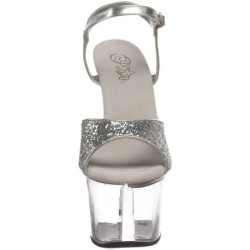 Silver Glitter 18 cm SKY-310 Platform High Heeled Sandal Shoes