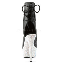 Leatherette rhinestones 15 cm BEJEWELED-1018DM platform ankle boots
