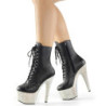 Leatherette rhinestones 18 cm BEJEWELED-1020-7 platform ankle boots