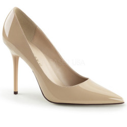 Beige Shiny 10 cm CLASSIQUE-20 pointed toe stiletto pumps