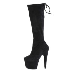 Vegano suede 18 cm ADORE-2008 stivali tacco piattaforma exotic pole in nero
