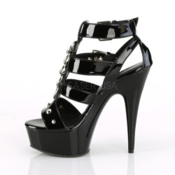 Nero Verniciata 15 cm DELIGHT-658 scarpe pleaser con plateau e tacco alto