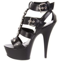 Nero Ecopelle 15 cm DELIGHT-658 scarpe pleaser con plateau e tacco alto