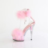 Rose 15 cm DELIGHT-624F exotic pole dance high heel sandals with feathers