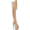 Glitter 20 cm FLAMINGO-3020GP Golden thigh high boots with laces high heels