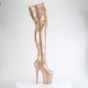 Glitter 20 cm FLAMINGO-3020GP Golden thigh high boots with laces high heels