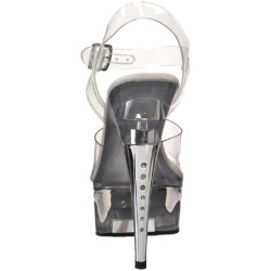 Clear Rhinestone 15 cm CAPTIVA-608 Acrylic Platform High Heeled Sandal