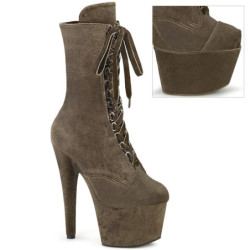 Velvet 18 cm ADORE-1045VEL khaki heeled boots + protective toe caps