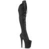 Leatherette 20 cm FLAMINGO-3014 Black overknee boots with laces