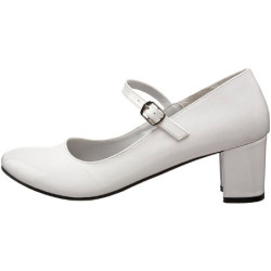 Bianco Vernice 5 cm SCHOOLGIRL-50 Scarpe Décolleté Classico Donna