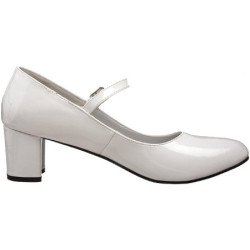 Bianco Vernice 5 cm SCHOOLGIRL-50 Scarpe Décolleté Classico Donna