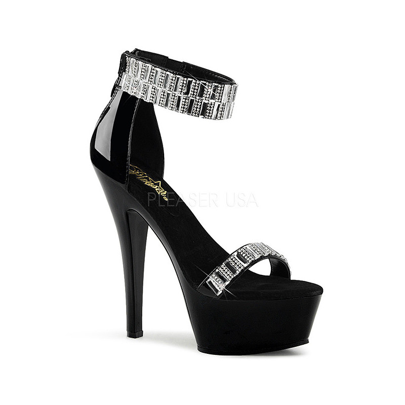 High Heels Glittering Stones 15 cm KISS-269RS Chrome Platform