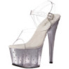 Silver 18 cm STARDUST-708T Acrylic Platform High Heeled Sandal
