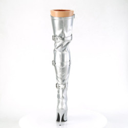 Leatherette 13 cm SEDUCE-3028 Silver overknee boots with laces