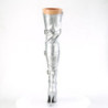 Leatherette 13 cm SEDUCE-3028 Silver overknee boots with laces